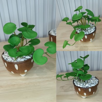ต้นไม้เลื้อยปลอมประดิษฐ์ขนาดเล็กในกระถางเซรามิก 3.5 นิ้ว Artificial plant in ceramic pot.