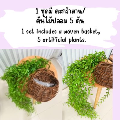 ต้นไม้เลื้อยปลอมประดิษฐ์ตะกร้าสาน Artificial climbing plant in woven basket