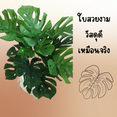 ต้นมอนสเตอร่าปลอมในกระถางเบลล่าพร้อมขาตั้งไม้(copy)