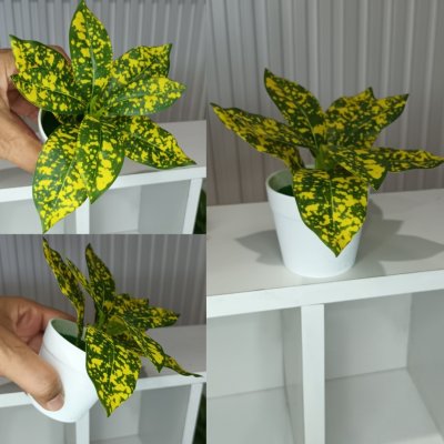 ต้นไม้ปลอมขนาดเล็กกระถางพลาสติกสีขาว 3 นิ้ว Small artificial plant