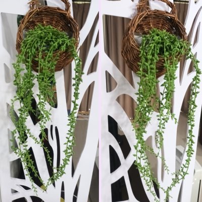 ต้นไม้เลื้อยปลอมประดิษฐ์ตะกร้าสาน Artificial climbing plant in woven basket