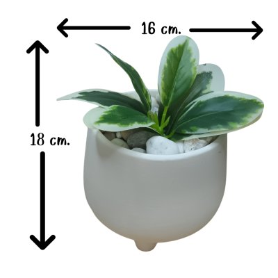 ต้นไม้ปลอมขนาดเล็กกระถาง 5" Small artificial plant with a 5-inch clay pot.
