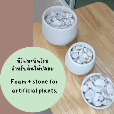 กระถางดินเผาสีขาวนวลมินิมอล White clay pot, minimalistic pot
