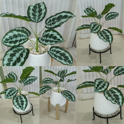 ต้นไม้ปลอมประดิษฐ์ใบลายสวยกระถางเบลล่า 7 นิ้วขาตั้ง Artificial tree in a Bella pot with a stand