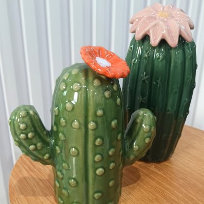 (2 ชิ้น)ต้นกระบองเพชรเซรามิกน่ารัก Cute ceramic cactus.