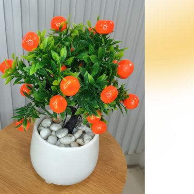 ต้นส้มปลอมต้นไม้ประดิษฐ์ในกระถางดินเผา5นิ้ว Artificial orange tree