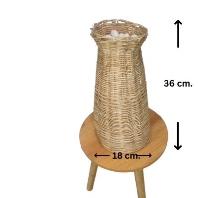 แจกันหวายทรงสูงพร้อมโฟมและหินสำหรับต้นไม้ดอกไม้ปลอมประดิษฐ์ Rattan vase tall shape