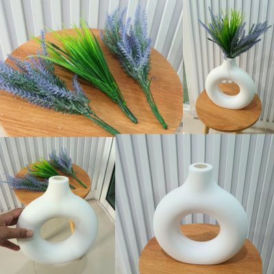ดอกลาเวนเดอร์ปลอมกระถางโดนัท Artificial lavender in Donut plastic pot