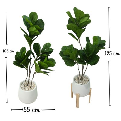 ต้นไทรใบสักปลอมต้นไม้ประดิษฐ์ขนาดใหญ่กระถางเบลล่า 9 นิ้ว Artificial / Fake Fiddle-leaf fig