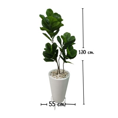 ต้นไทรใบสักปลอมในกระถางทรงสูง 12 นิ้ว Artificial Fiddle-leaf fig Home Decor