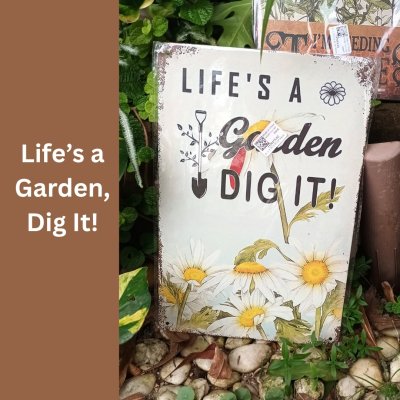 ป้ายสังกะสีวินเทจตกแต่งสวน | Garden Metal Sign Decor