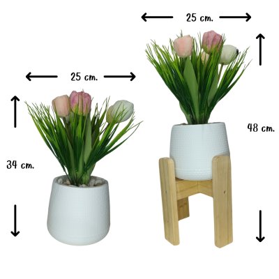 ช่อดอกทิวลิปปลอมดอกไม้ประดิษฐ์ในกระถางเบลล่า 5 นิ้ว Artificial Tulip in a Bella pot