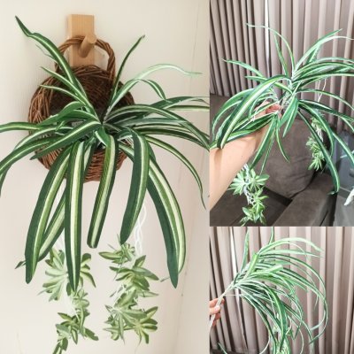 ต้นเศรษฐีเรือนนอกปลอมประดิษฐ์ตะกร้าสาน Artificial plant in woven basket