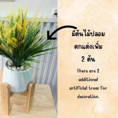 ช่อดอกลาเวนเดอร์ปลอมในกระถางเบลล่าสีขาว5นิ้ว Artificial lavender in Bella plastic pot