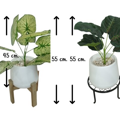 ต้นไม้ปลอมประดิษฐ์ใบลายสวยกระถางเบลล่า 7 นิ้วขาตั้ง Artificial tree in a Bella pot with a stand