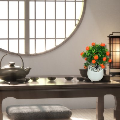 ต้นส้มปลอมต้นไม้ประดิษฐ์ในกระถางดินเผา5นิ้ว Artificial orange tree