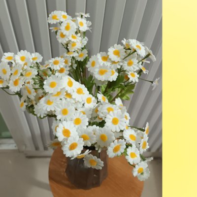 ดอกคาโมมายล์ปลอม Artificial white chamomile flower.