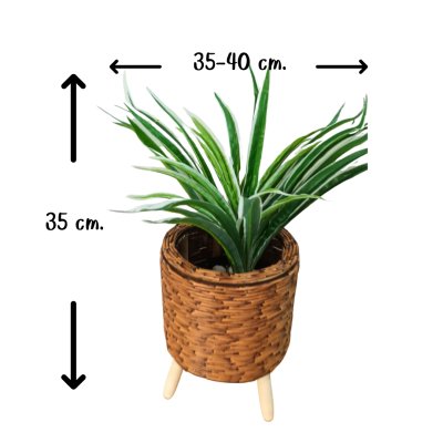 ต้นเศรษฐีเรือนนอกปลอมประดิษฐ์ตะกร้าสาน(หวายเทียม) Artificial plant