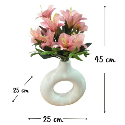 ดอกลิลลี่ปลอมกระถางโดนัท Artificial Lily in Donut plastic pot
