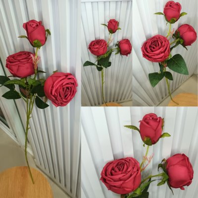 ดอกกุหลาบปลอมดอกไม้ประดิษฐ์ดอกใหญ่สวยเหมือนจริงก้านยาว61ซม.Artificial large rose flower