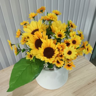 ดอกทานตะวันปลอมในกระถางเบลล่า5นิ้วขาตั้งไม้ Artificial sunflower in Bella pot