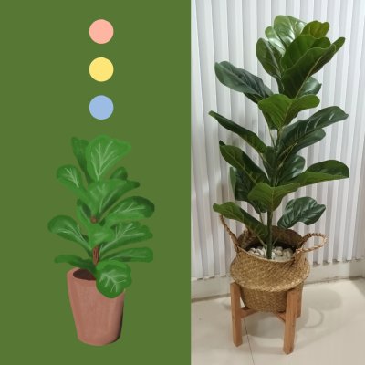 ต้นไทรใบสักปลอมขนาดใหญ่เหมือนจริง Artificial / Fake Fiddle Leaf Fig plant