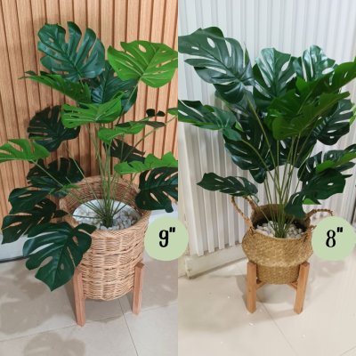 ต้นมอนสเตอร่าปลอมขนาดใหญ่เหมือนจริง Artificial / Fake Monstera plantket, wooden stand