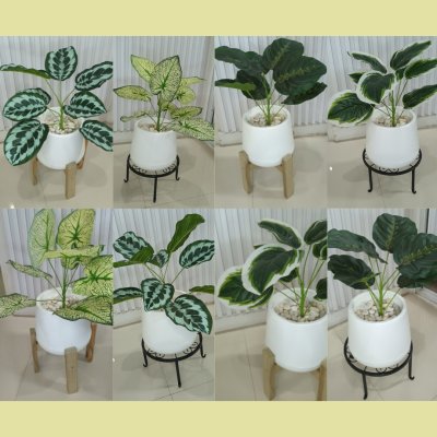 ต้นไม้ปลอมประดิษฐ์ใบลายสวยกระถางเบลล่า 7 นิ้วขาตั้ง Artificial tree in a Bella pot with a stand