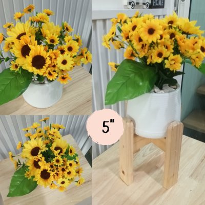 ดอกทานตะวันปลอมในกระถางเบลล่า5นิ้วขาตั้งไม้ Artificial sunflower in Bella pot