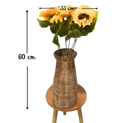 ดอกทานตะวันปลอมดอกไม้ประดิษฐ์ 6 ดอก แจกันหวายทรงสูง Artificial Sunflowers