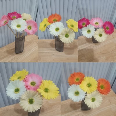 ช่อดอกเยอบีร่าปลอมดอกไม้ประดิษฐ์ 5 ดอก Artificial Gerbera Flower