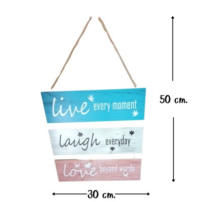 ป้ายไม้ข้อความดีตกแต่งบ้านร้านสวนสำหรับแขวน Wooden sign for home and garden decoration for hanging.
