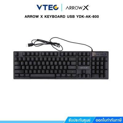 ARROW X KEYBOARD (TH-ENG) รุ่น YDK-AK-600 RUBBER DOME RAINBOW LED เหมาะสำหรับเกมเมอร์ ใช้ได้ทั้ง Mac , PC