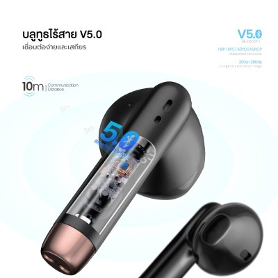 MOFIT VE-01T หูฟังบลูทูธไร้สาย Bluetooth การสื่อสาร 12 เมตร ตัดเสียงรบกวน ใช้ได้นาน 5 ชม การชาร์จ 60 นาที