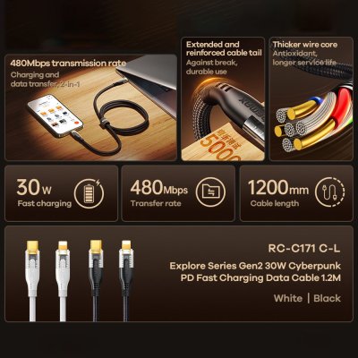 Cable Type-C To Lightning 1.2M RC-C171