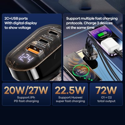 Car Charger 72W PD&QC RCC351