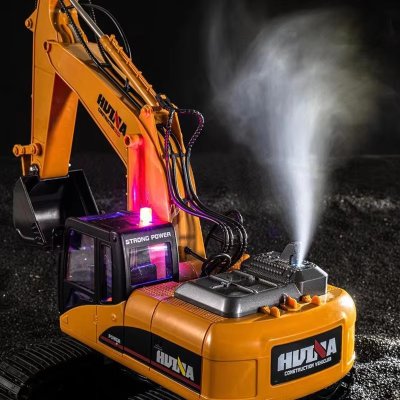 รถแม็คโคร Huina 550HD 1:14 โลหะผสม 2.4Ghz Rc Excavator พ่นควันสมจริง