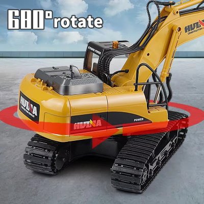 รถแม็คโคร Huina 550HD 1:14 โลหะผสม 2.4Ghz Rc Excavator พ่นควันสมจริง