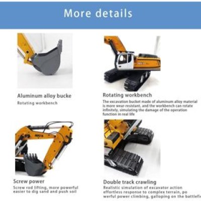 รถแม็คโคร Huina 1599 เหล็กทั้งคัน 2.4GHz 2023 Excavator 24CH 1:14 ระบบเซอร์โว