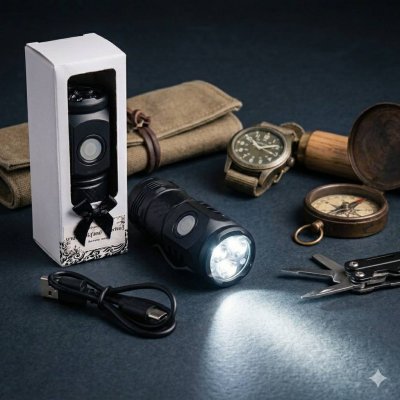 ไฟฉายแบบพกพา สูง 7.5 ซม. หน้ากว้าง 2.5 ซม. พร้อมกล่องป้ายชื่อ