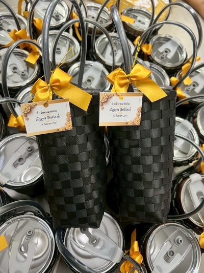 ของชำร่วยงานศพแก้วเยติพร้อมตะกร้าใส่แก้ว