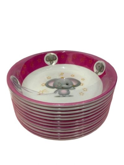 FB218#ชามใบบัวลายการ์ตูน 8 นิ้ว โหล/ 12ชิ้น ราคา 20 บาท