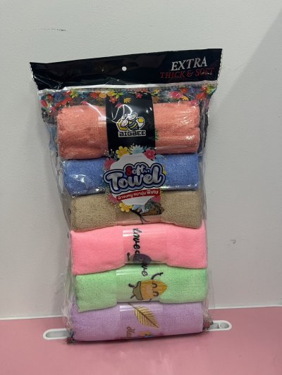 B-60015#ผ้าเช็ดหน้าลายปักคละสี 15*30
