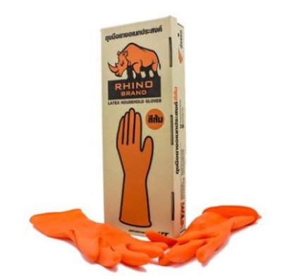 ถุงมือยางสีส้ม Lบรรจุ 12ชิ้น/แพ็ค ราคา 29บาท/ชิ้น
