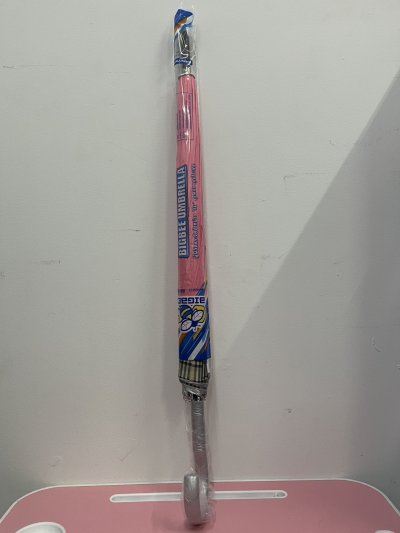 B-1168#ร่มตอนเดียว UV ก้านลายสก็อต คละสี 14"