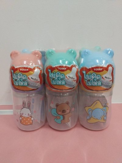 TODDYขวดนมคอกว้างไม่ดูดไม่ไหล 5oz ฝาแฟนซี