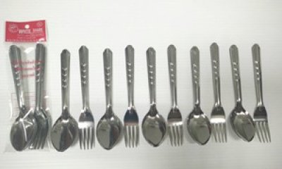 ชุดช้อนส้อมลายก้างปลาS404 5คู่ 12ชิ้น/แพ็ค ราคา25บาท