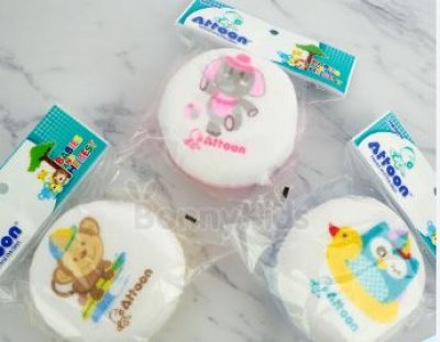 177#ฟองน้ำถูตัวเด็กหุ้มผ้ากลม 12ชิ้น/แพ็ค ราคา25บาท