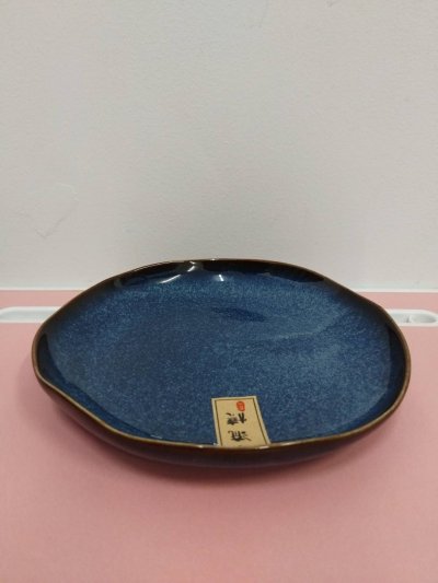 CC-IA7-3-FS#จานครามญี่ปุ่นขอบหยัก 7นิ้ว