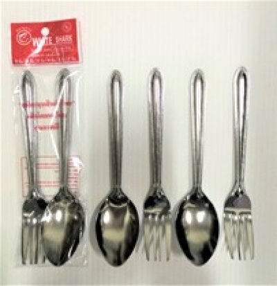 ชุดช้อนส้อมด้ามพลาสติก สีฟ้า 12ชิ้น/แพ็ค ราคา20บาท